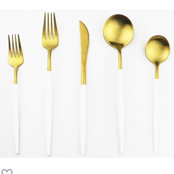 Modern Flatware 27 pieces Gold & White Utensils Stainless Steel Matte White - Picture 9 of 9